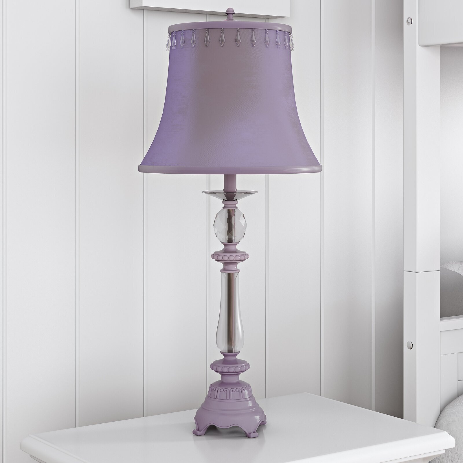 Purple Bedside Lamp with Plastic Base