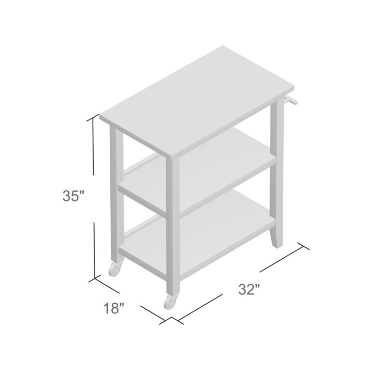 Raabe 32'' Wide Rolling Kitchen Cart with Solid Wood Top