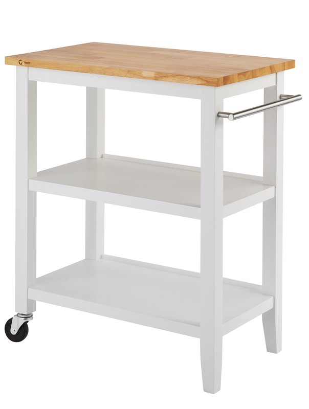 Raabe 32'' Wide Rolling Kitchen Cart with Solid Wood Top