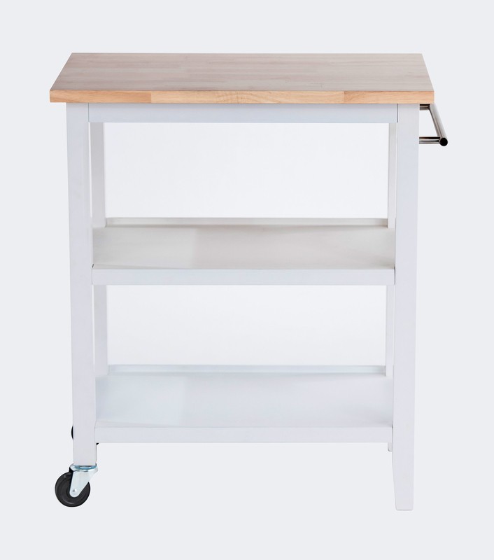 Raabe 32'' Wide Rolling Kitchen Cart with Solid Wood Top