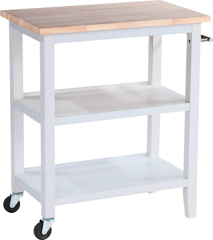 Raabe 32'' Wide Rolling Kitchen Cart with Solid Wood Top