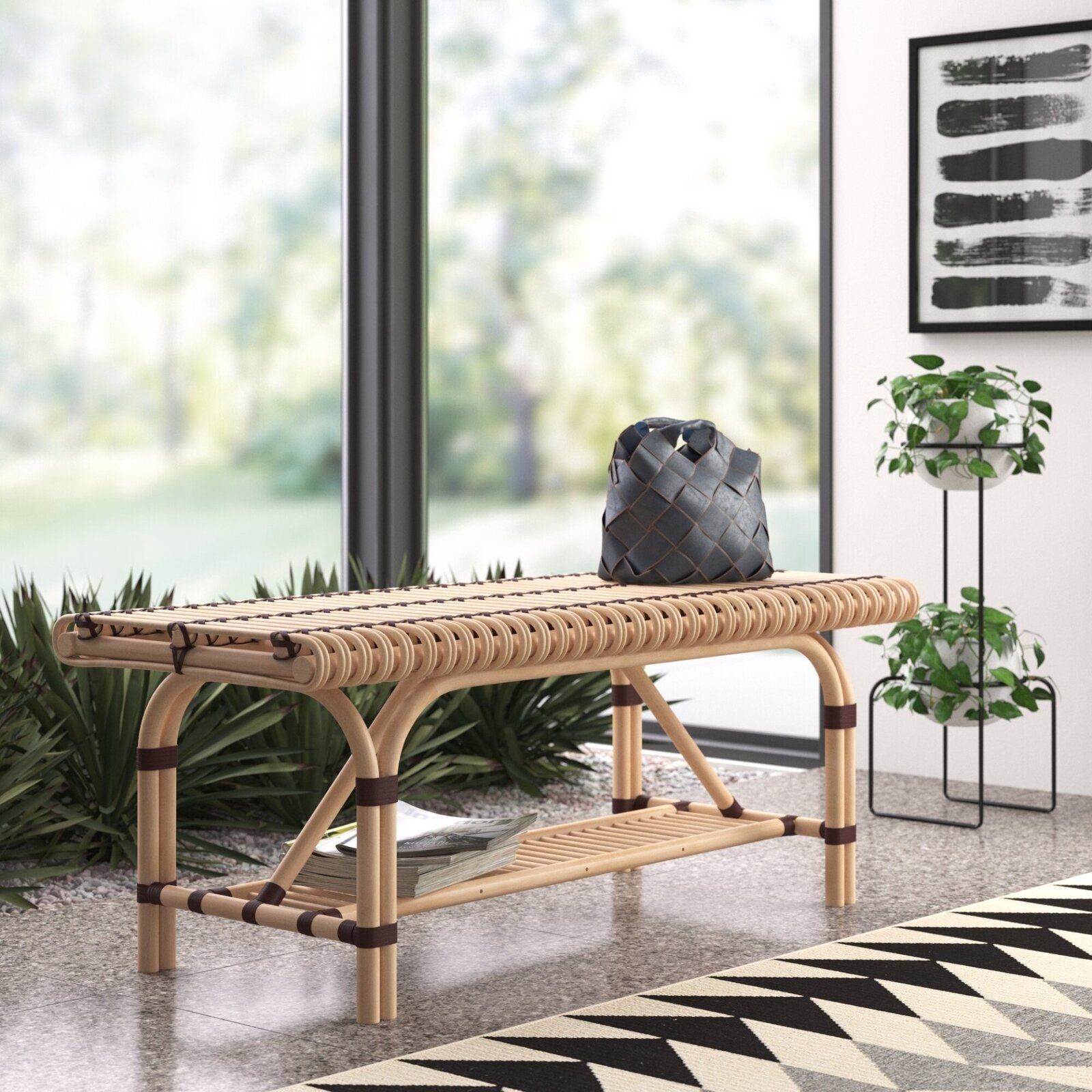 Rattan Bench with Unique Flair