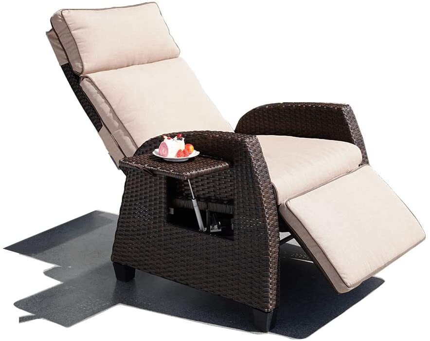 Rattan Recliner Chair with Side Table