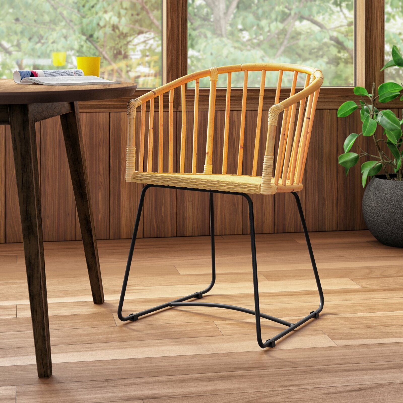 Rattan spindle chair