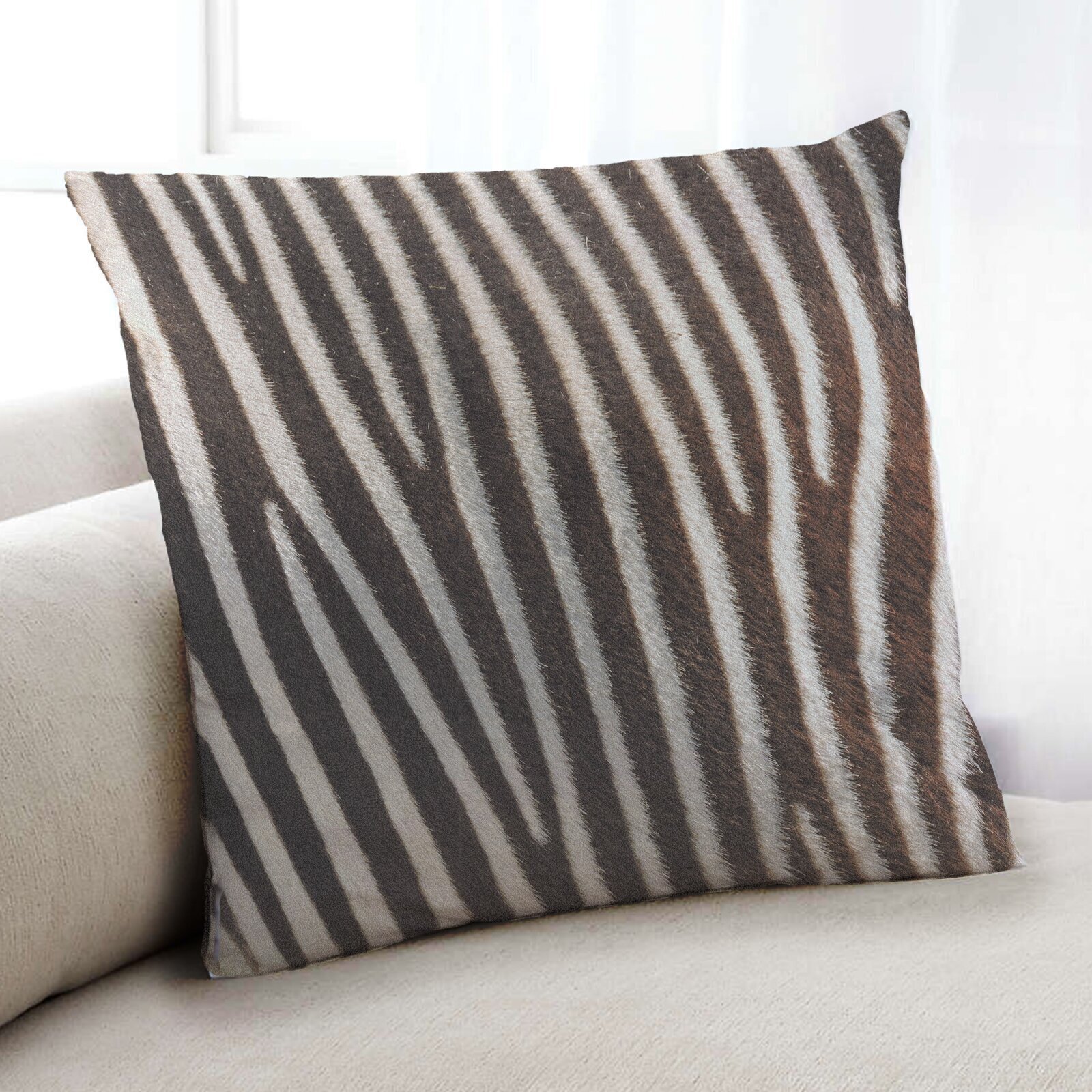 Realistic Microsuede Zebra Print Pillow