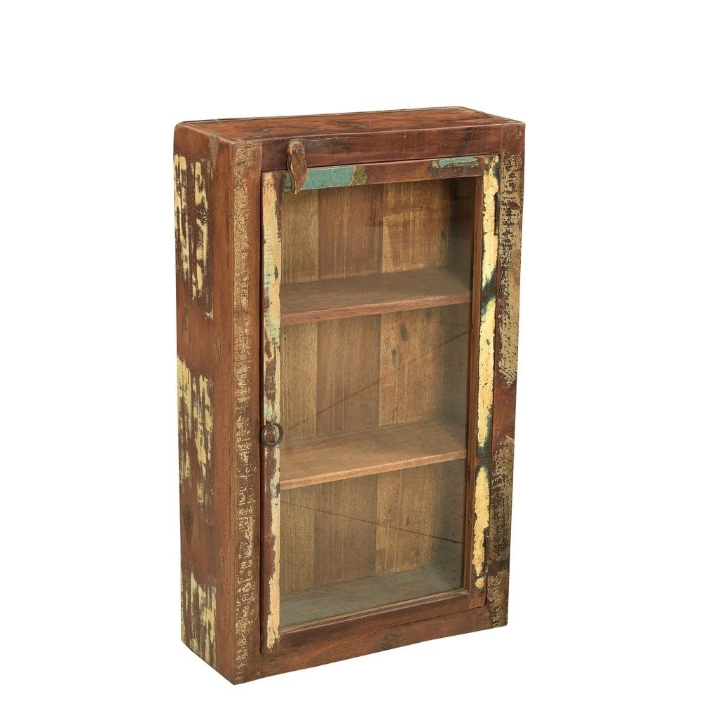 Reclaimed Wooden Medicine Cabinet with Glass Door