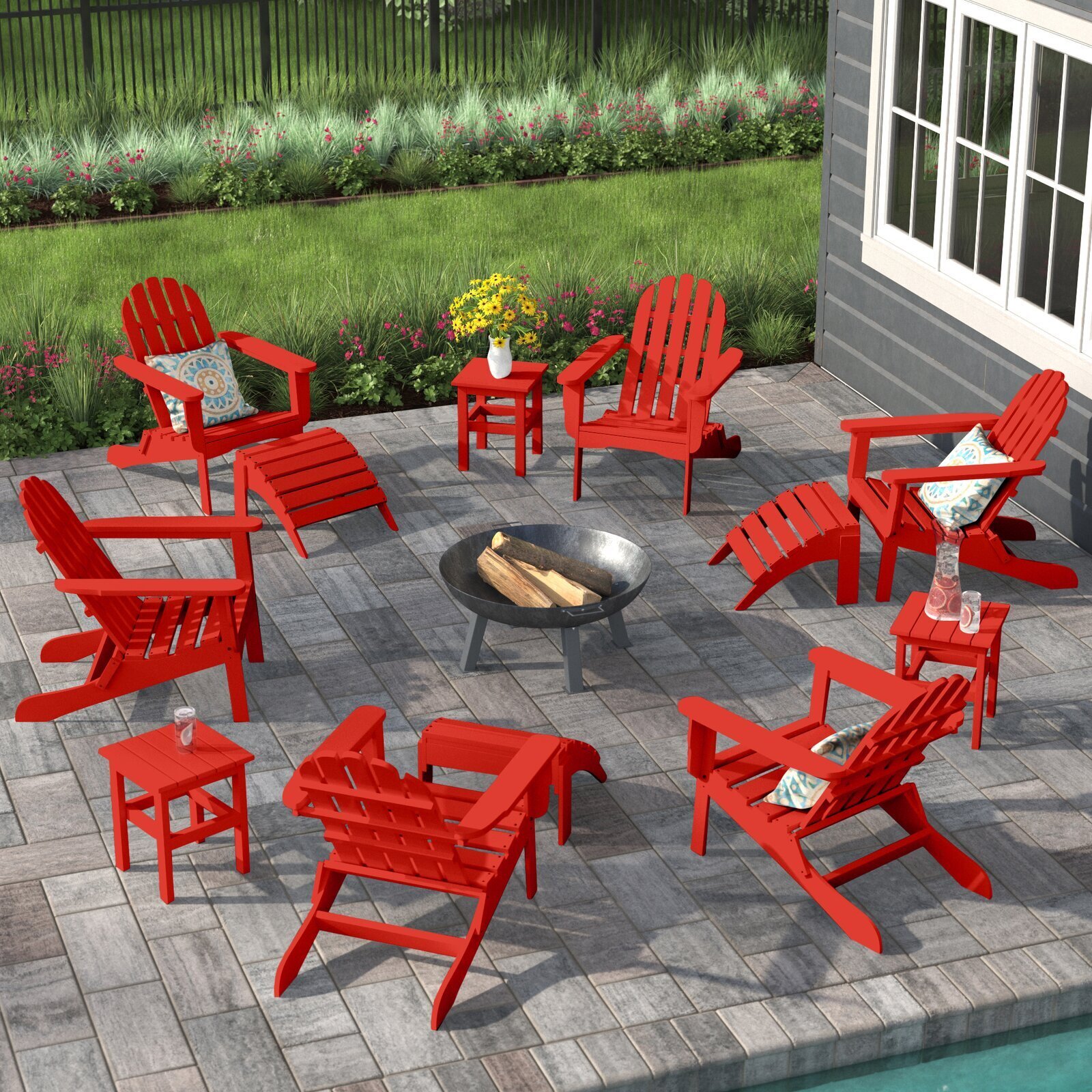 red outdoor patio set