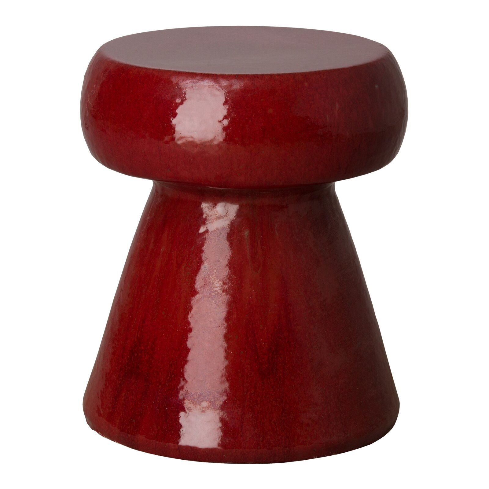 Red Ceramic Mushroom Style Stool 