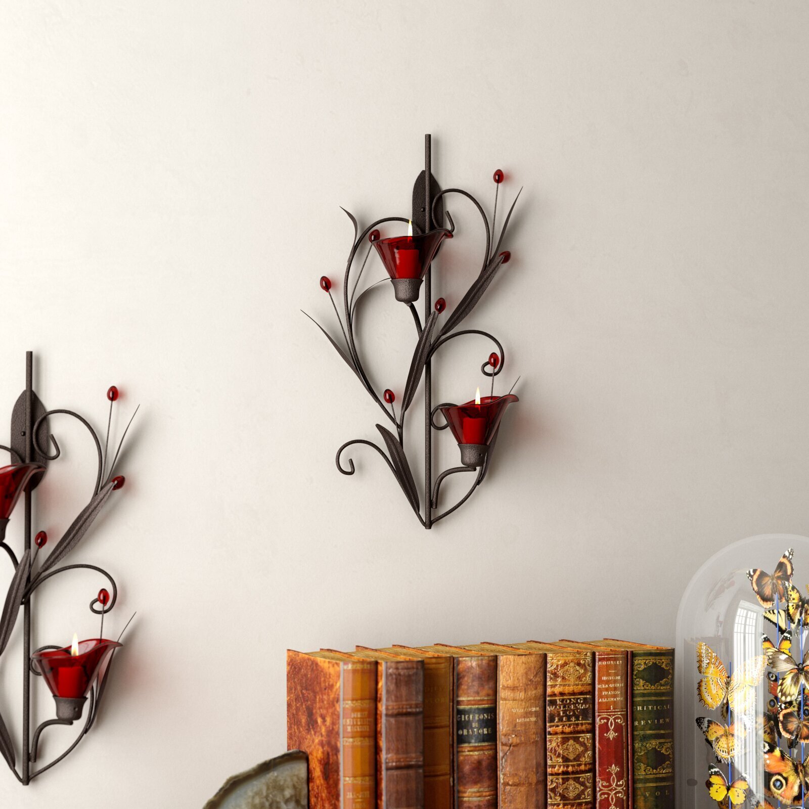 Red Lily Iron Wall Sconce 