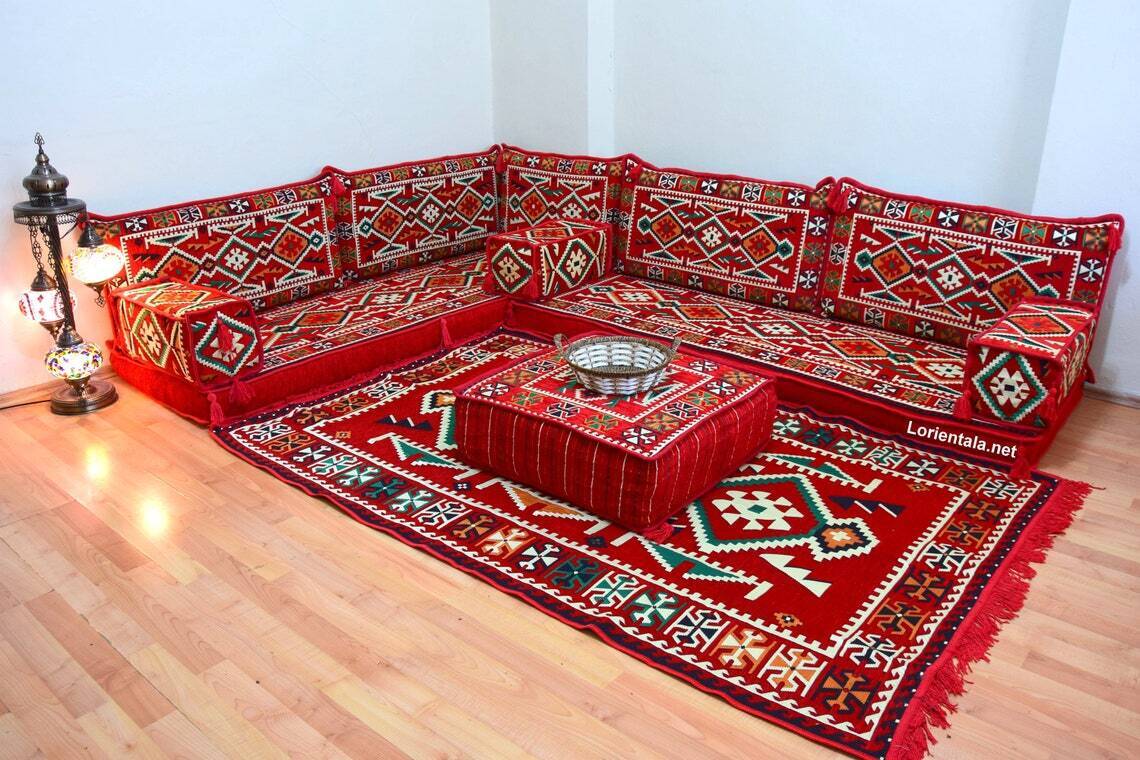 Red Moroccan Living Room Set