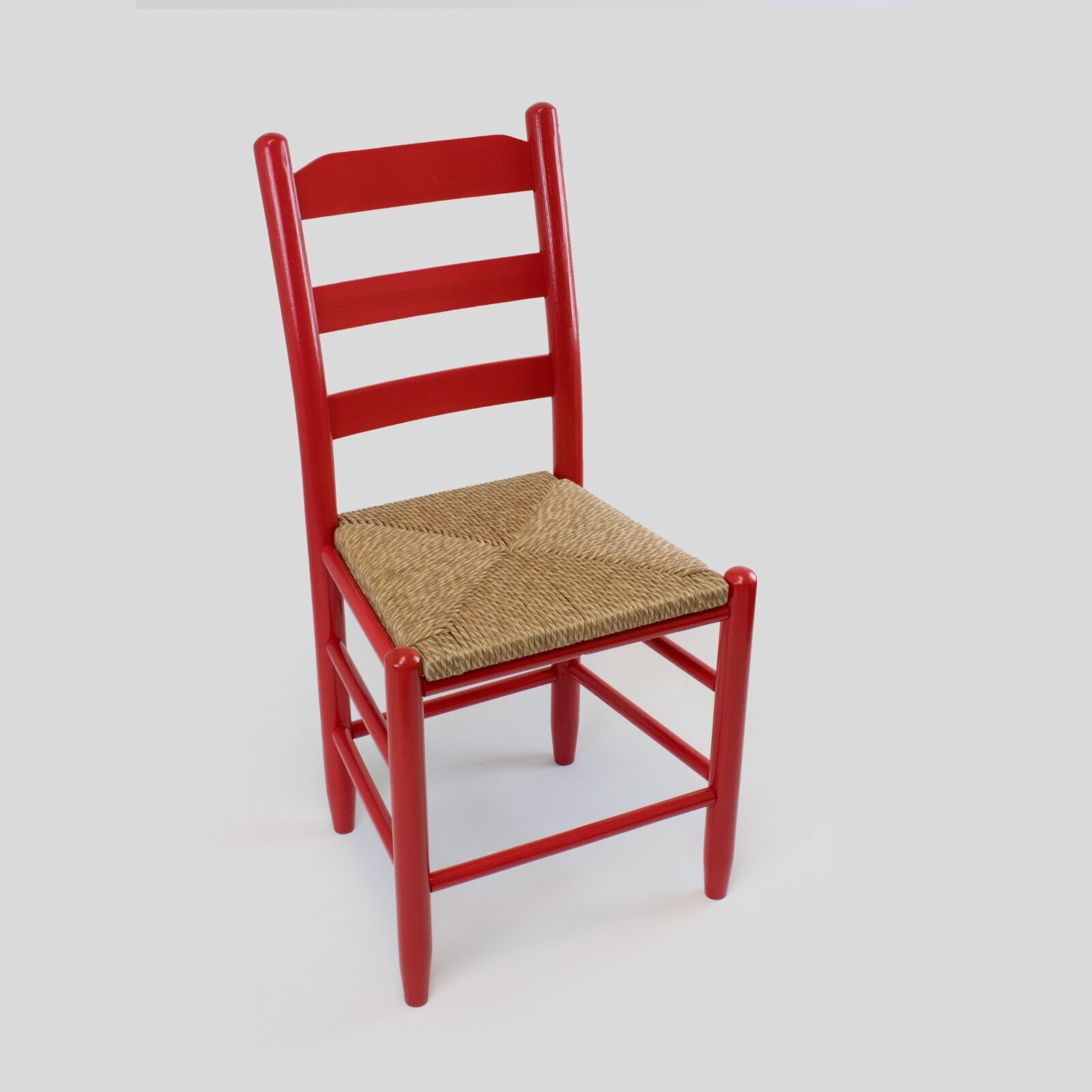 Red Solid Wood Ladder Back Side Chair 
