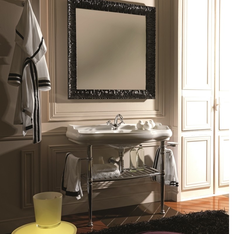 Retro White Ceramic Rectangular Console Bathroom Sink with Overflow