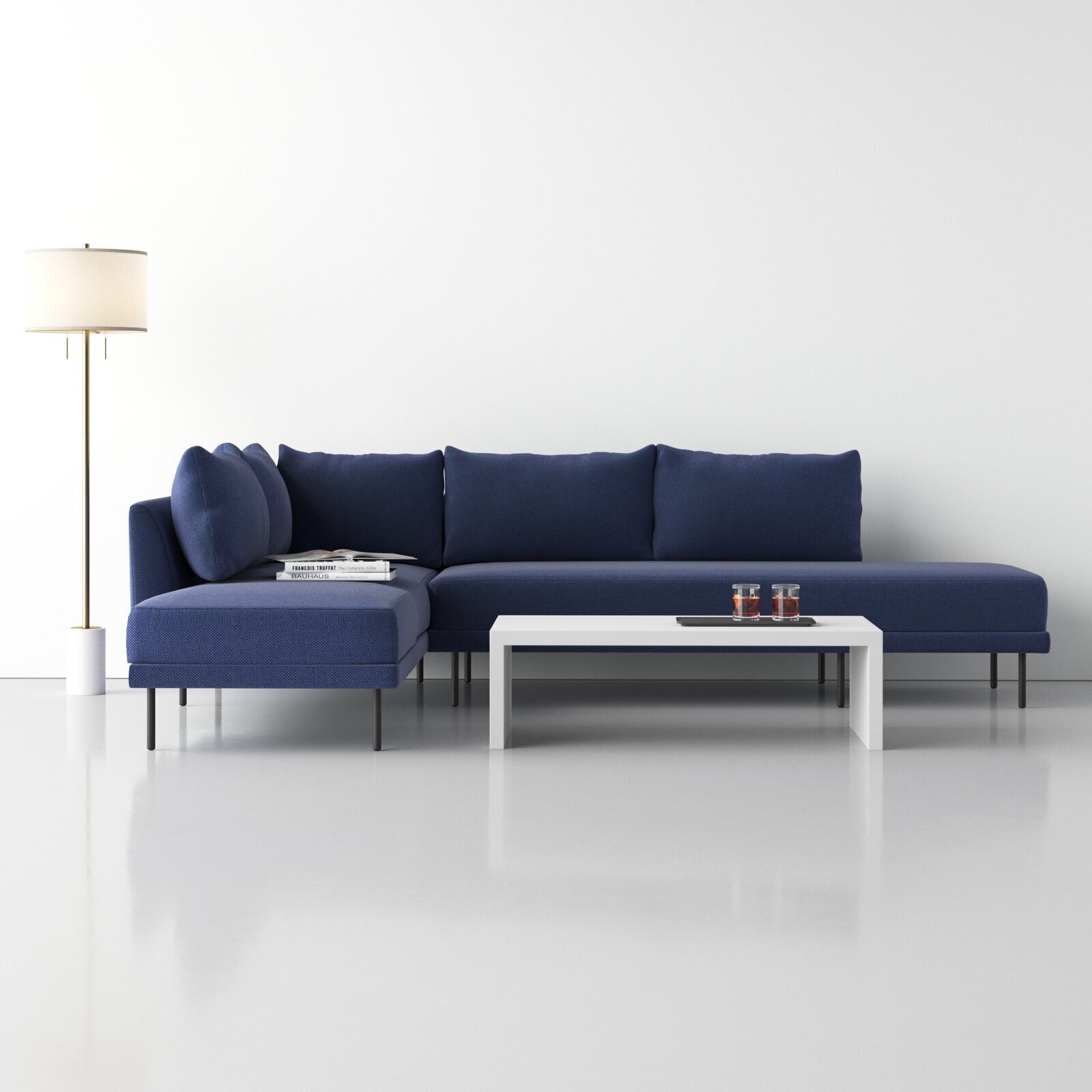 Reversible modern sleeper sectional and chaise 