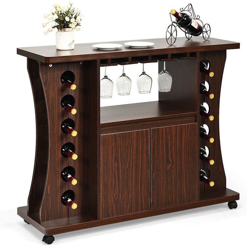 Rolling Bar with Wine Storage