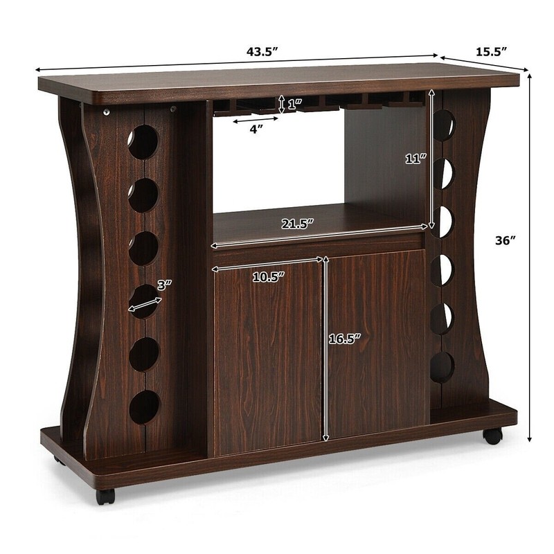 Rolling Bar with Wine Storage