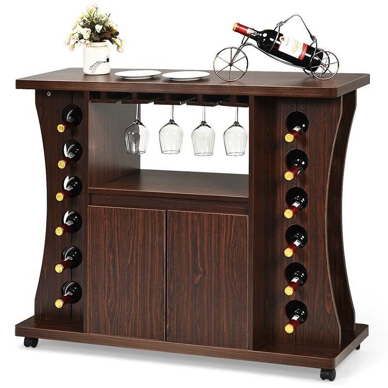 Rolling Bar with Wine Storage