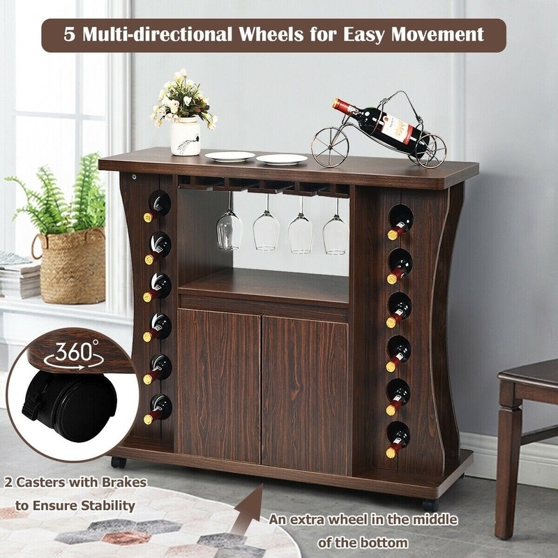 Rolling Bar with Wine Storage