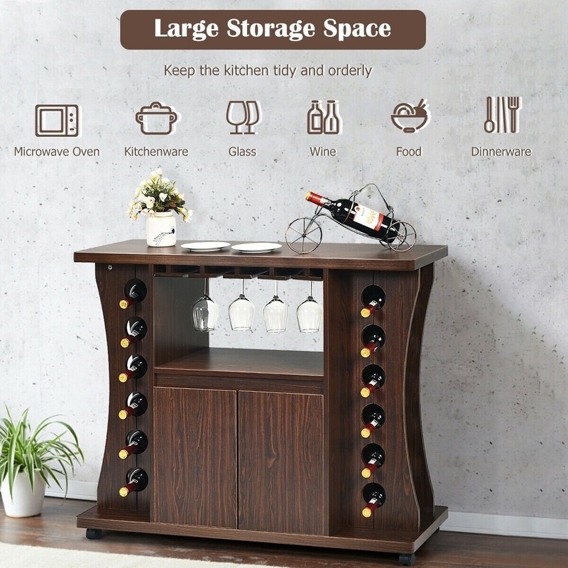 Rolling Bar with Wine Storage