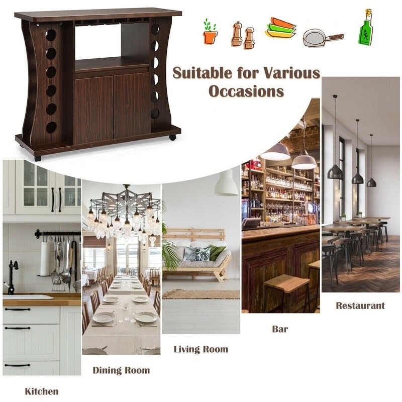 Rolling Bar with Wine Storage