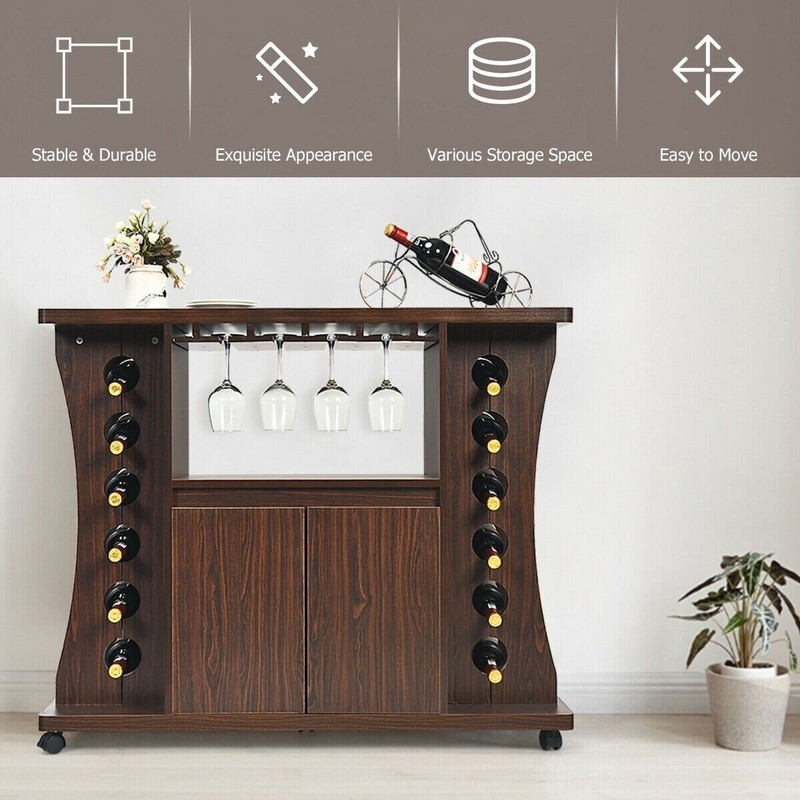 Rolling Bar with Wine Storage