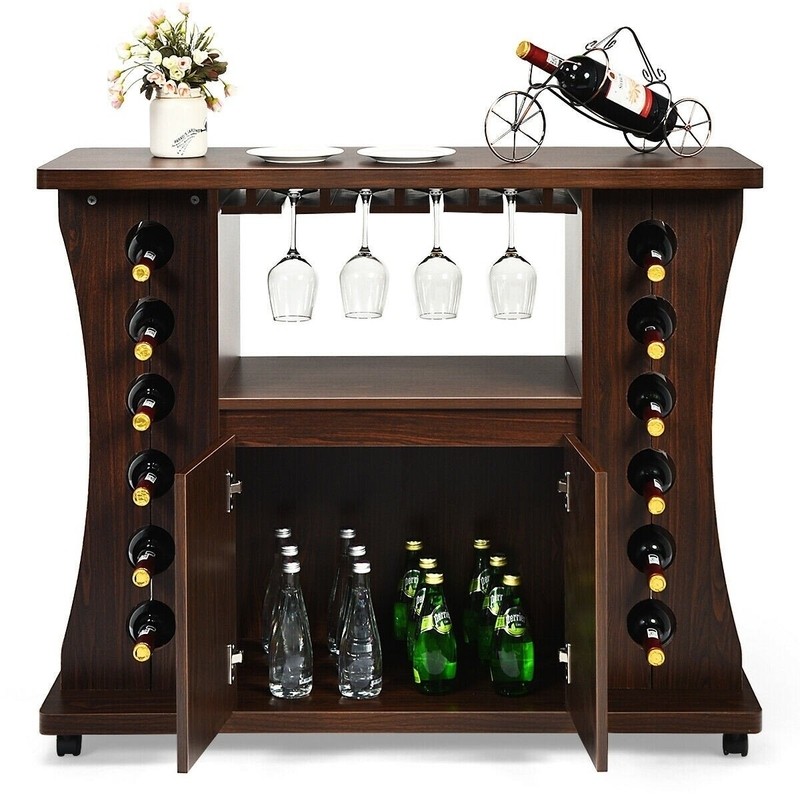 Rolling Bar with Wine Storage