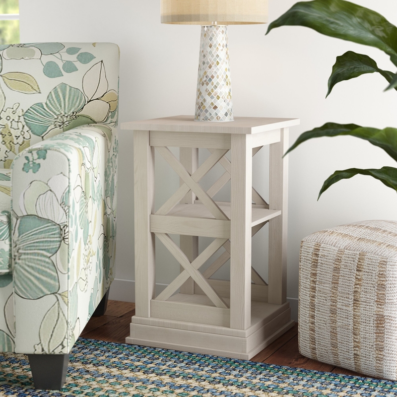 Rossitano 26'' Tall Solid Wood Floor Shelf End Table