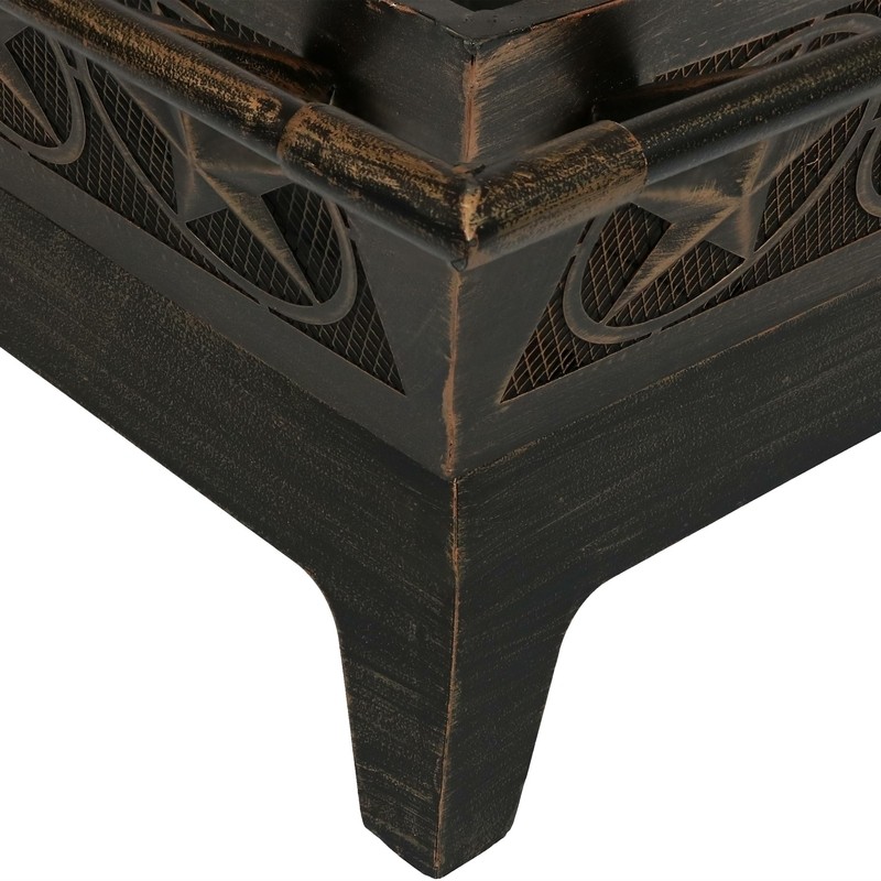Roswita 26'' H x 32'' W Steel Wood Burning Outdoor Fire Pit with Lid