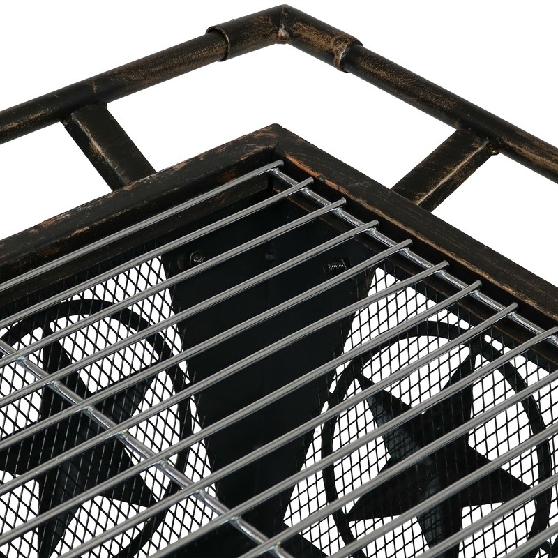 Roswita 26'' H x 32'' W Steel Wood Burning Outdoor Fire Pit with Lid