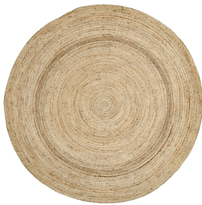 Round Frederick Braided Jute/Sisal Area Rug in Natural