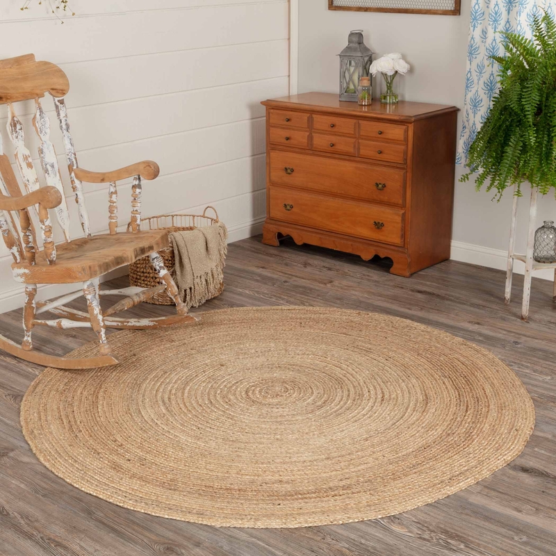Round Frederick Braided Jute/Sisal Area Rug in Natural