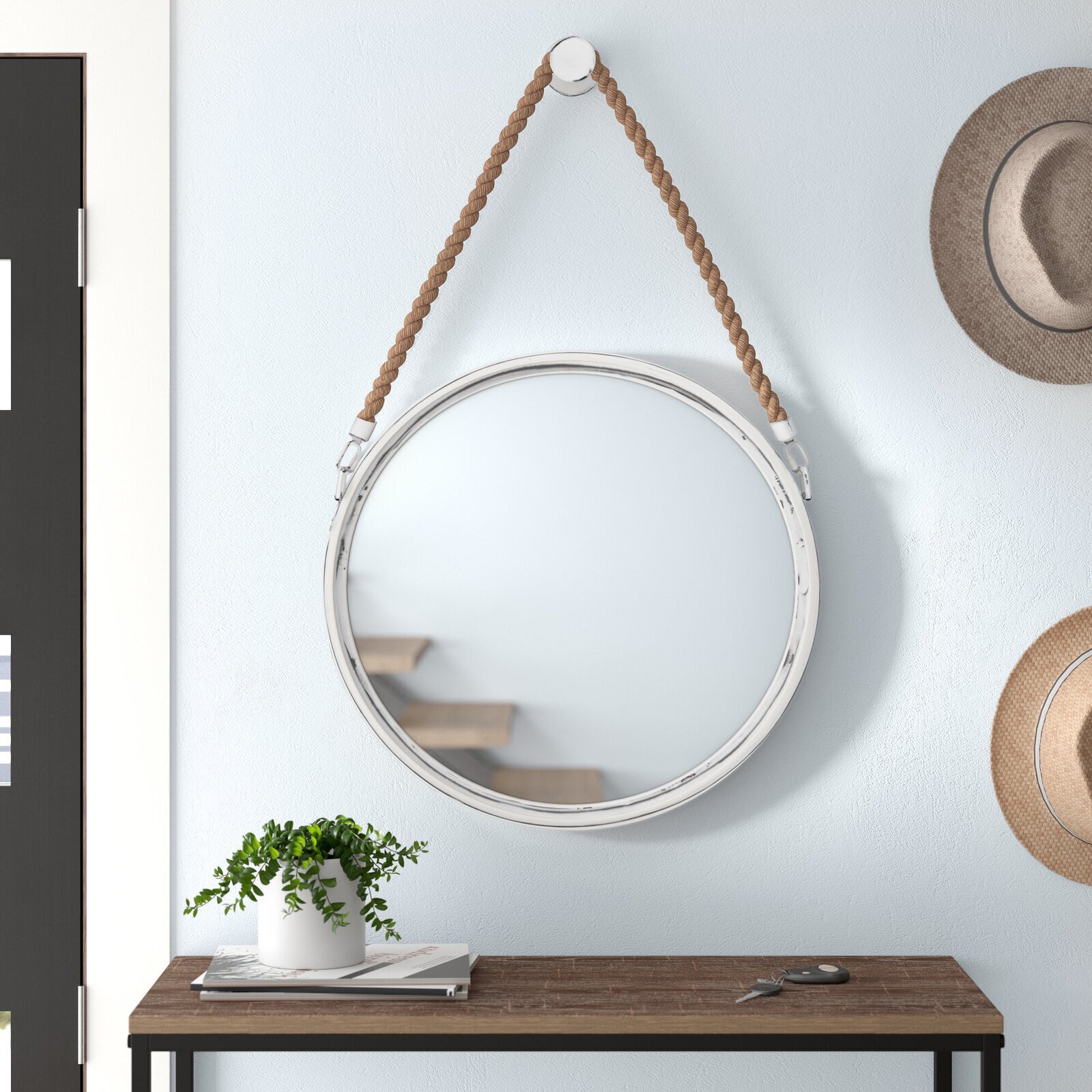Round mirror frame with rope