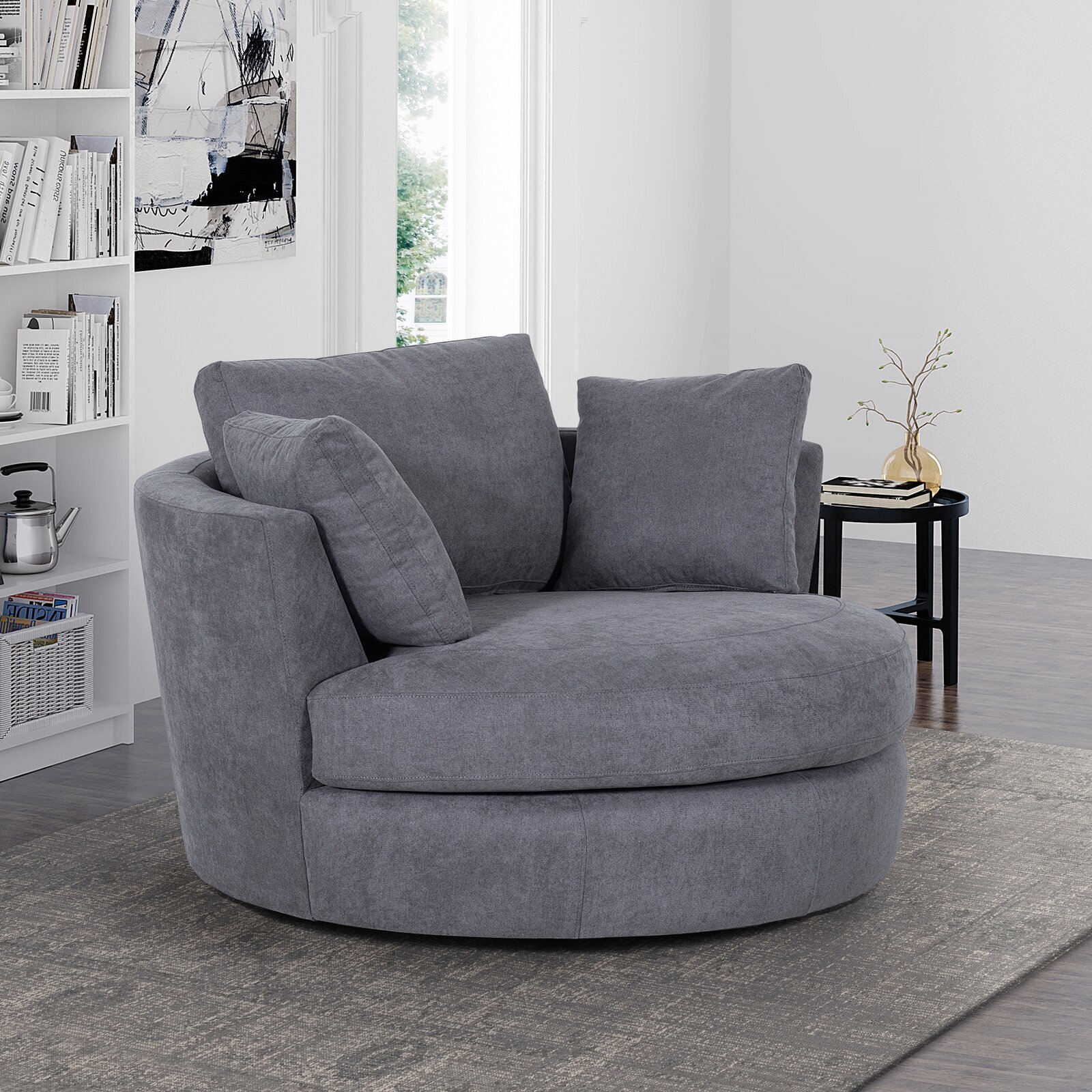 Rounded Armchair on a Swivel Base