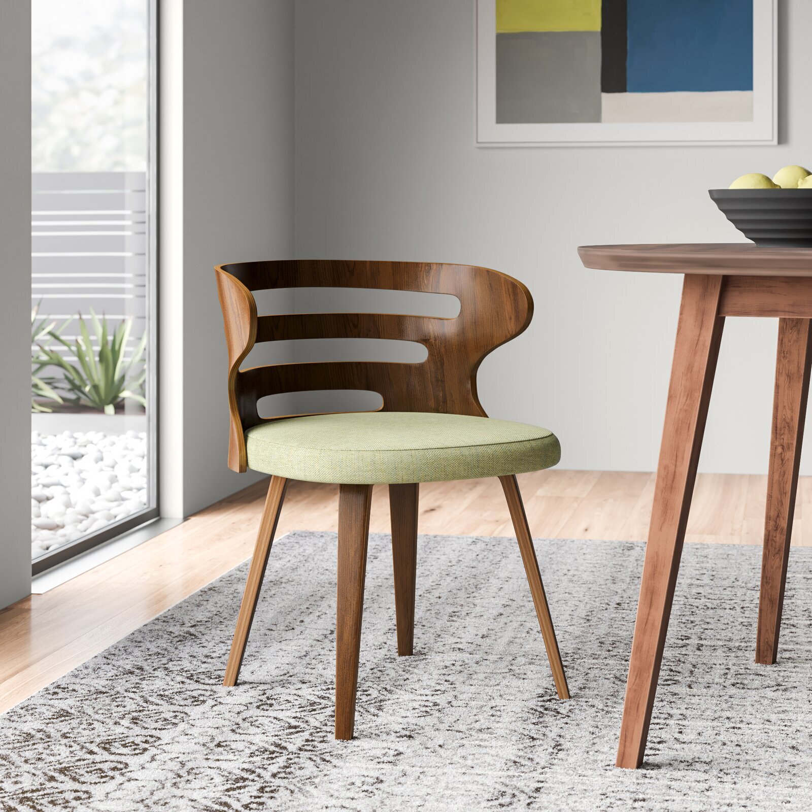 Rounded Back Modern Wood Dining Chair