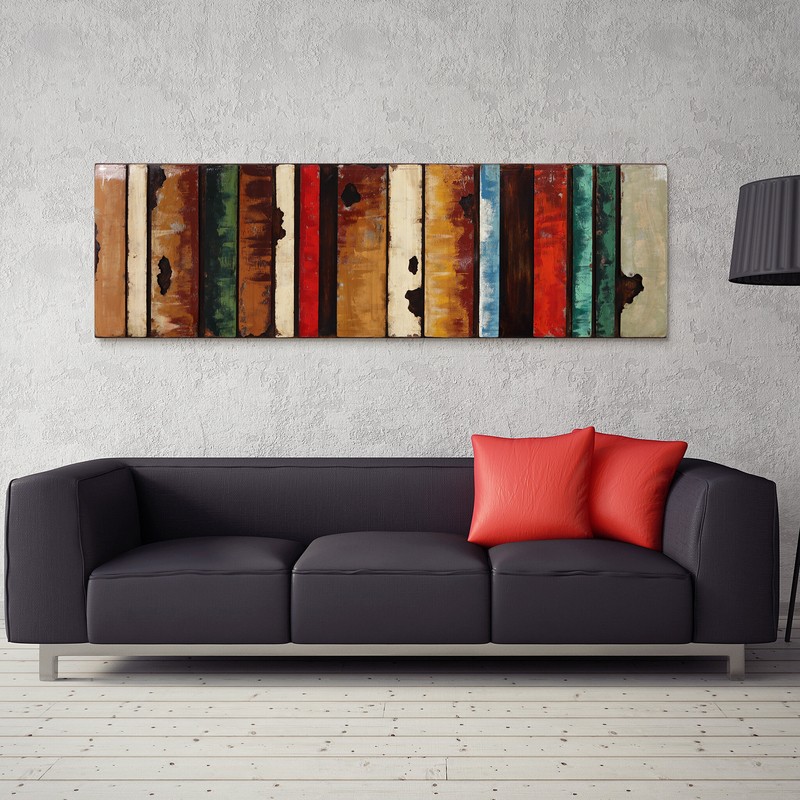 "Rustic Flow 1" Mixed Media Iron Hand Painted Dimensional Wall Décor