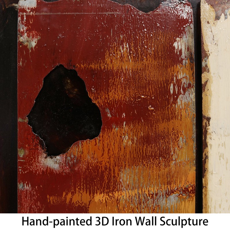 "Rustic Flow 1" Mixed Media Iron Hand Painted Dimensional Wall Décor
