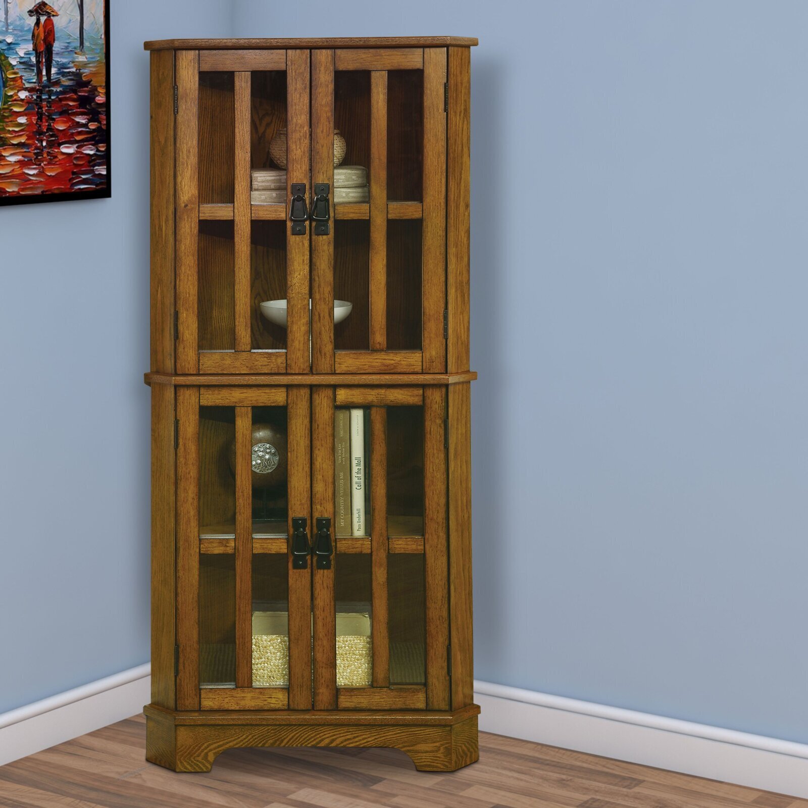 Rustic Style Wooden Modern Corner Cabinet