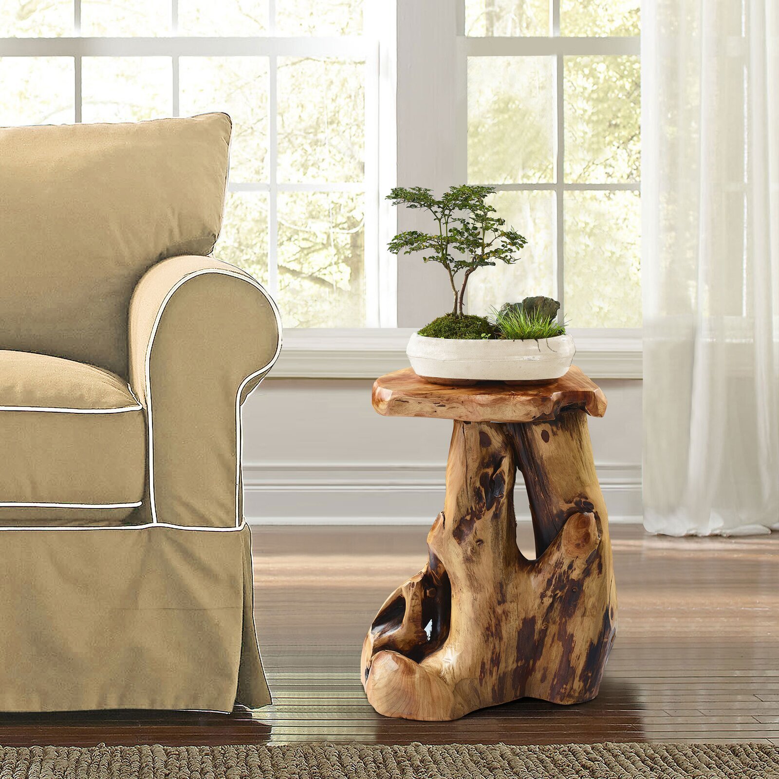 Rustic Tree Stump Novelty End Table 
