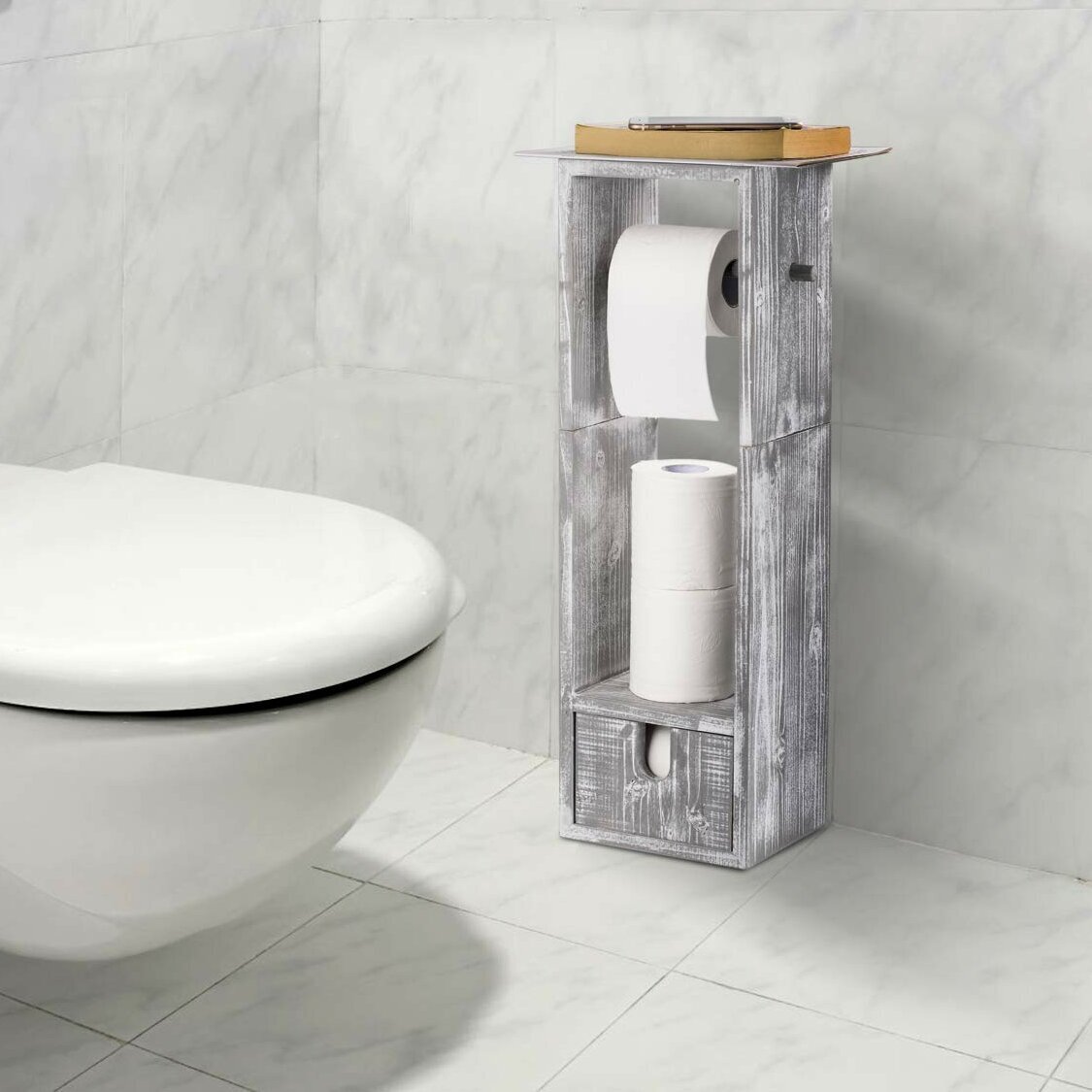 Rustic Unique Toilet Paper Holder Free Standing