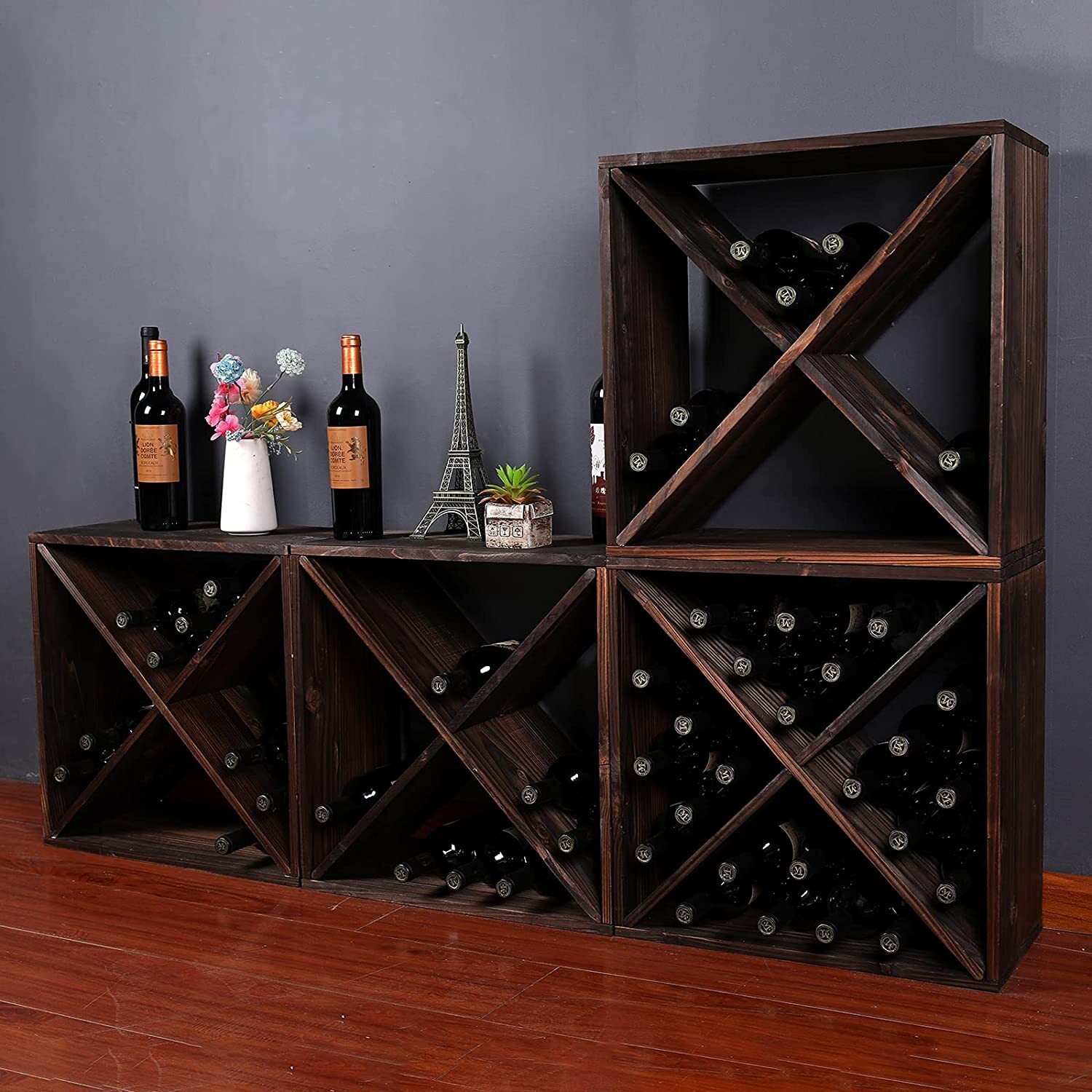 Rustic Wooden Wine Cube 