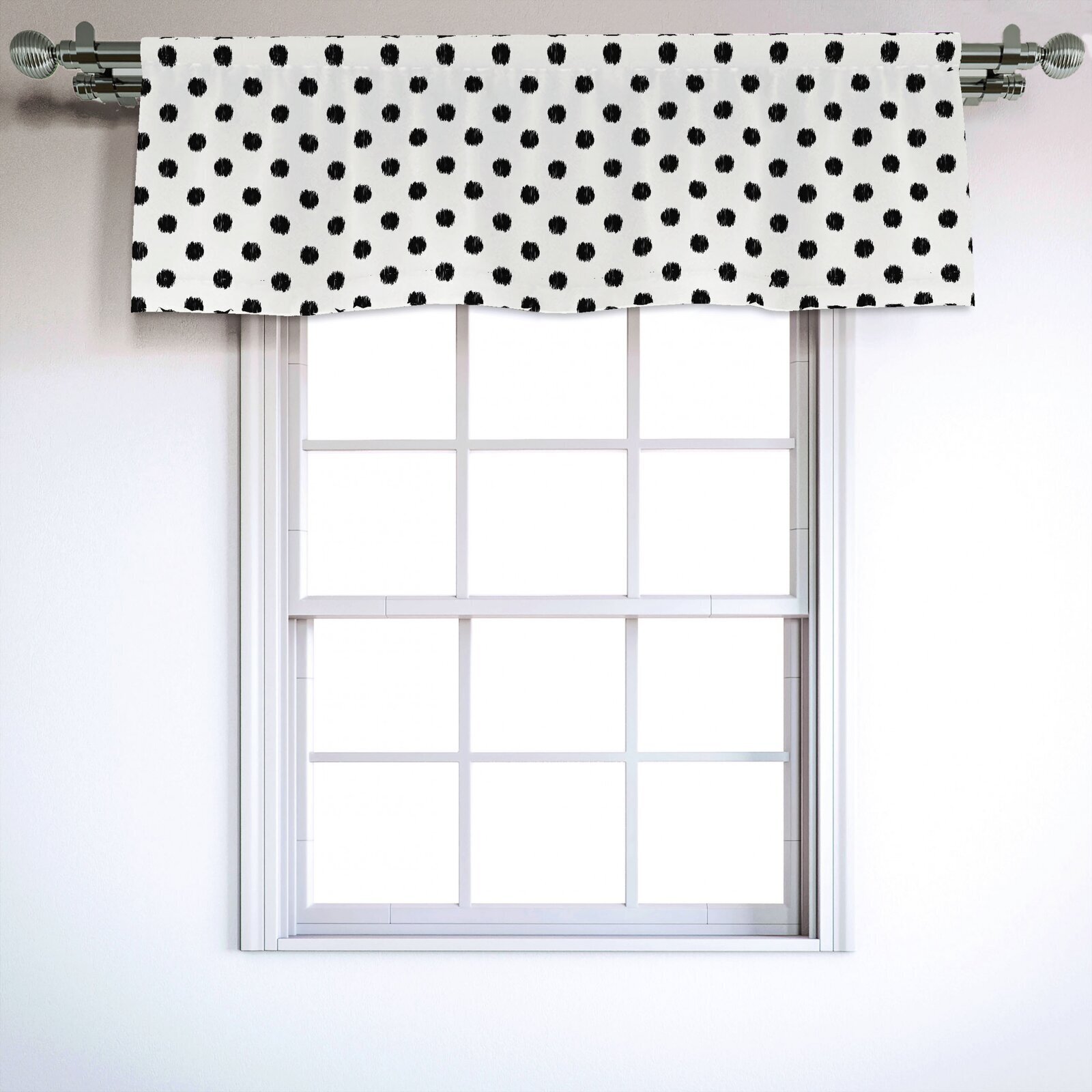 Sateen Black and White Valance for Kitchen
