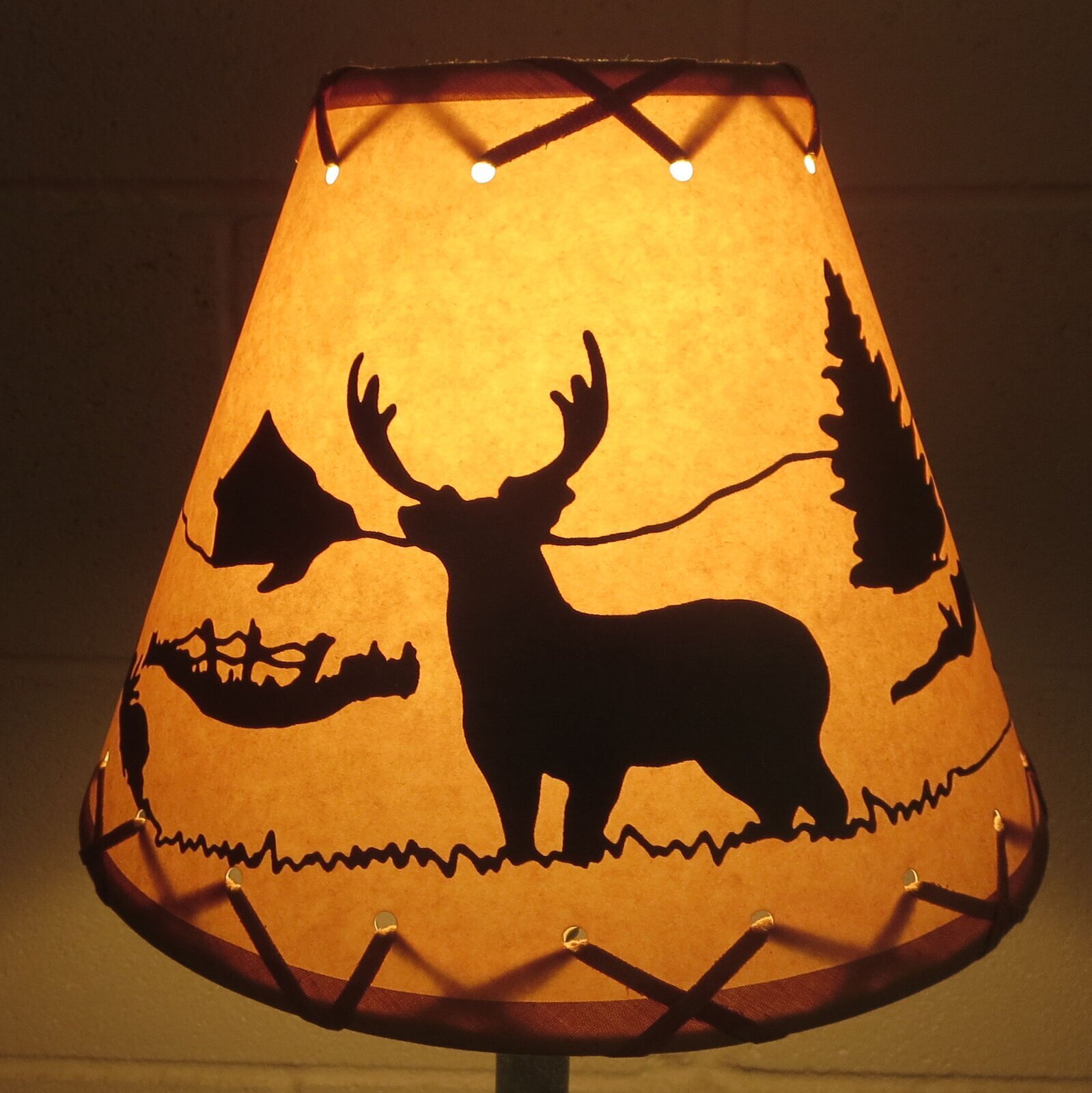 Cowboy & Horse Table Light Cabin Cottage LAMP SHADE Clip-On Bulb 9" X-Laced Cone 