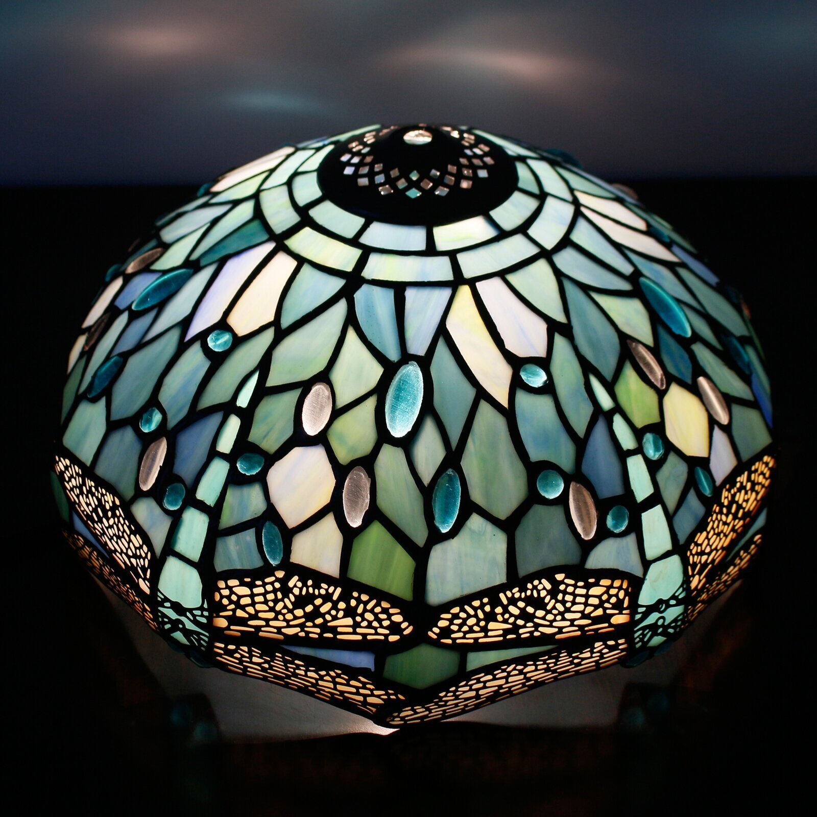 Sea Colored Stained Glass Lamp Shade