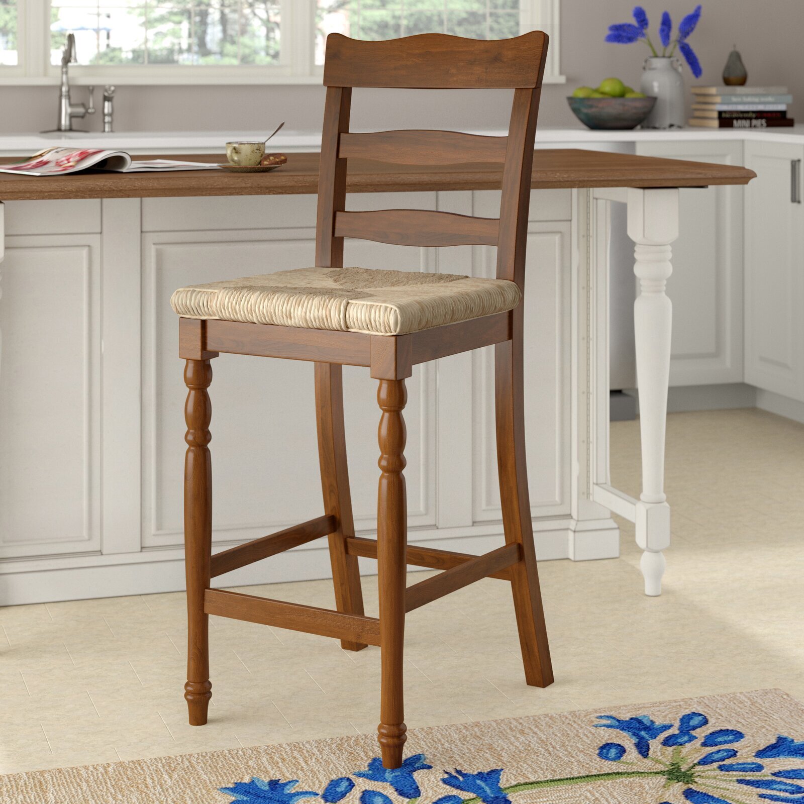 Seagrass Bar Stool with Ridged Back