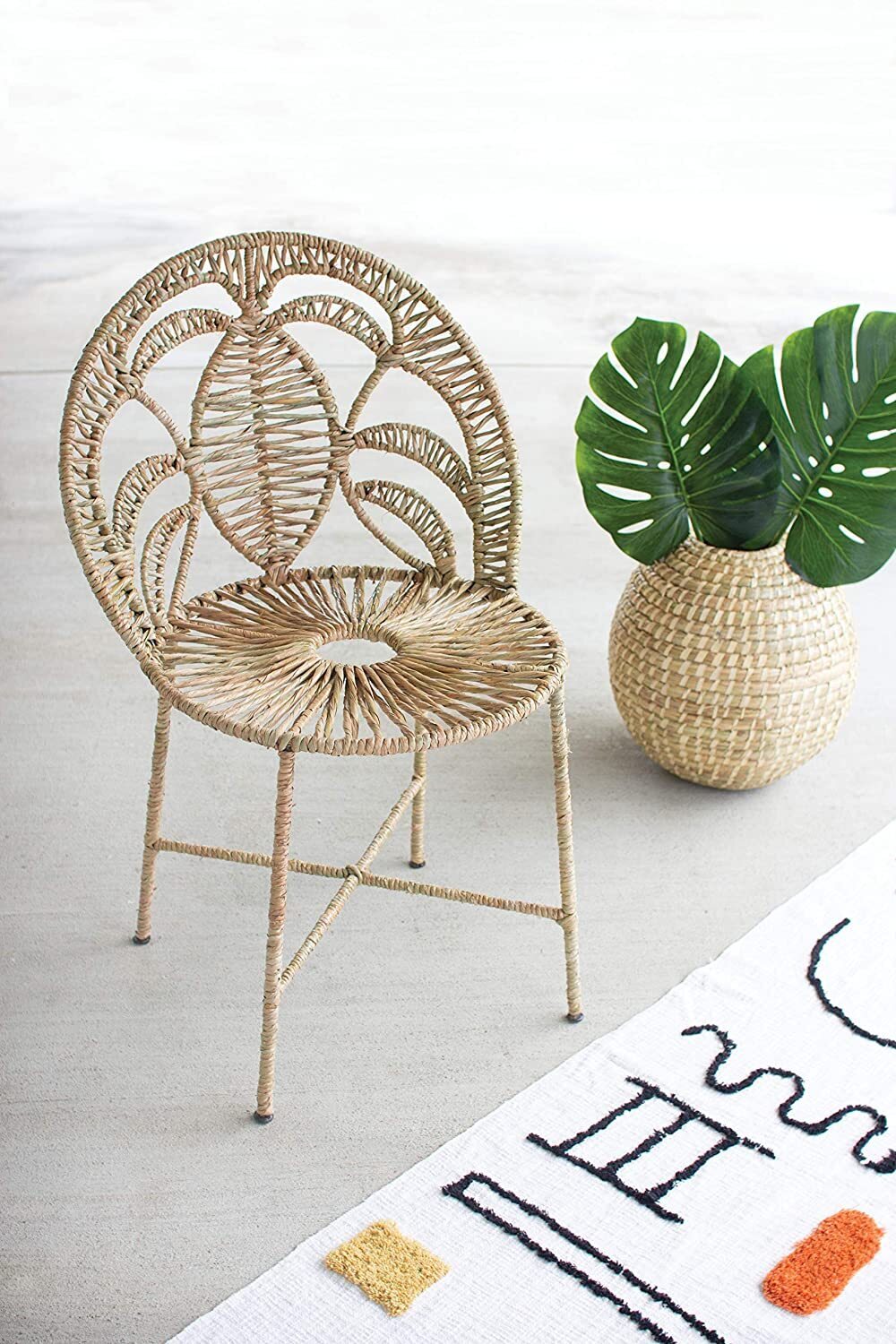 Seagrass Dining Chair with Metal Accents