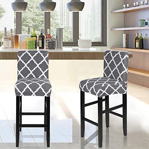 One-piece Low Back Dining Chair Cover Pub Bar Counter Stool Slipcover Replace 
