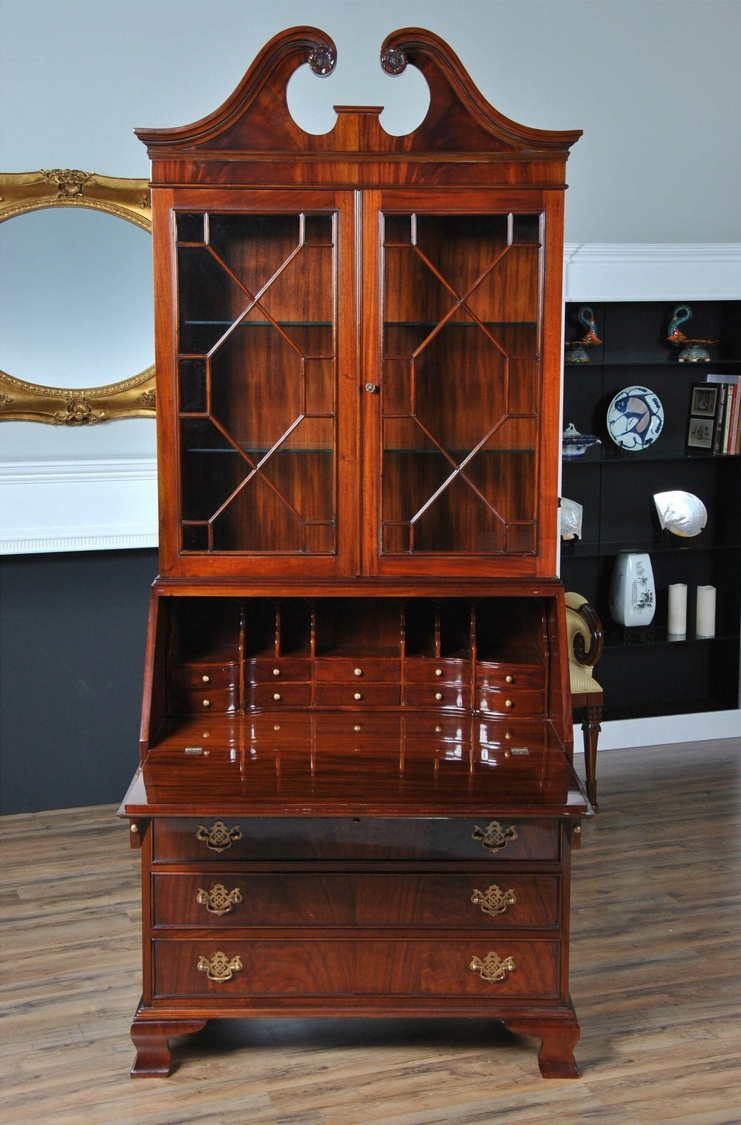 Secretary Furniture Piece with Glass Cabinets