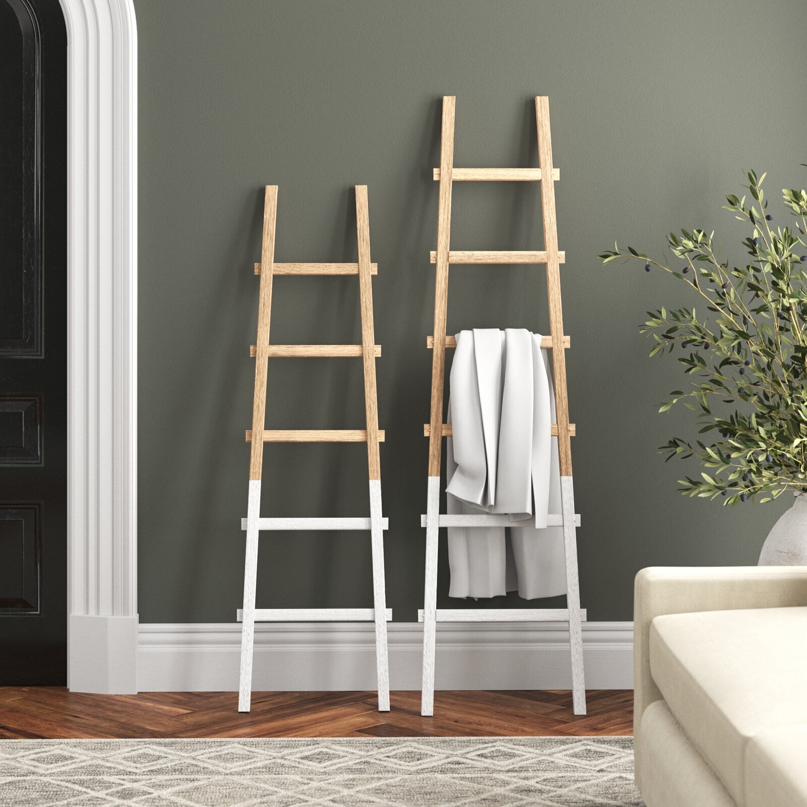 Set of Two Decorative Blanket Ladders