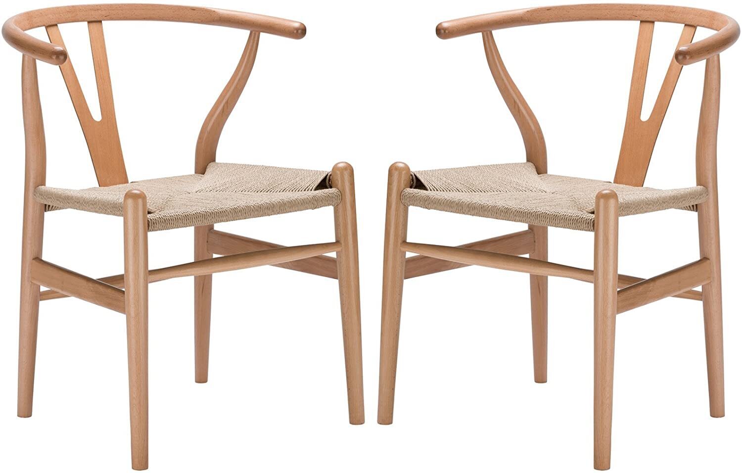 Set of Two Japandi Wishbone Dining Chairs
