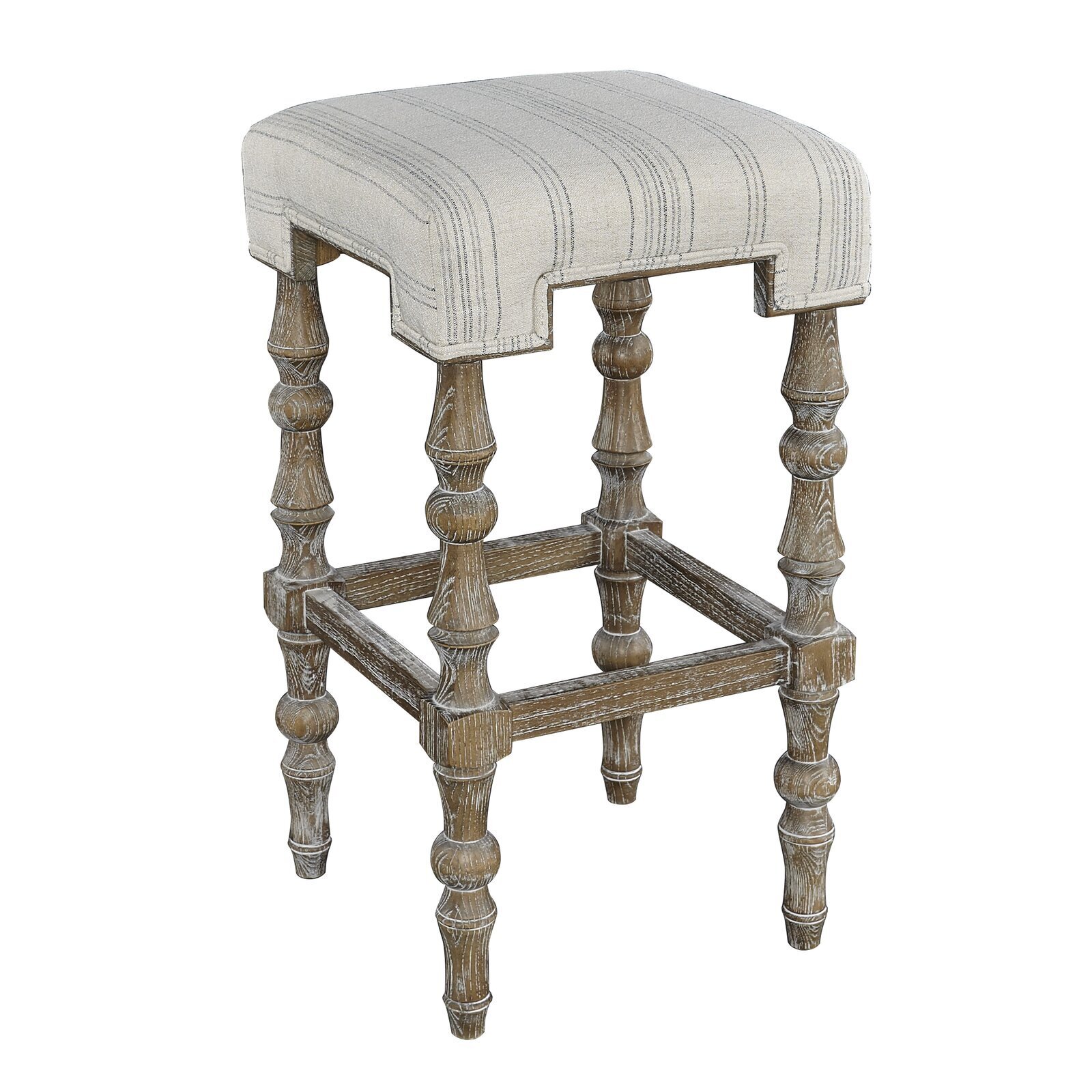 Shabby Chic Bar Stool with Pinstripes