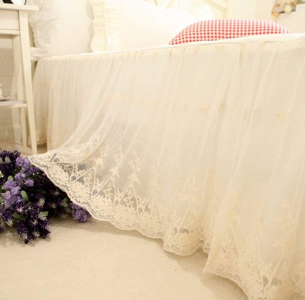 Sheer lace bed skirt